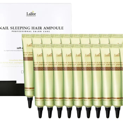 Нічна маска для пошкодженого волосся Lador Snail Sleeping Hair Ampoule, 20шт по 20мл