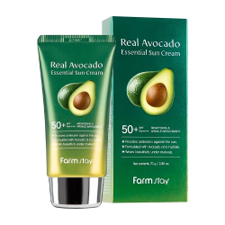 Сонцезахисний крем із авокадо FARMSTAY REAL AVOCADO ESSENTIAL SUN CREAM SPF50+ PA++++, 70 ml